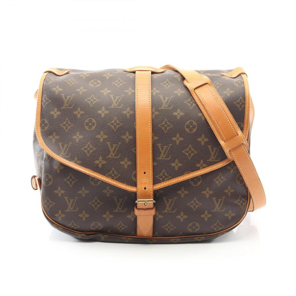 Louis Vuitton Saumur Shoulder Bag Canvas Leather Monogram Brown